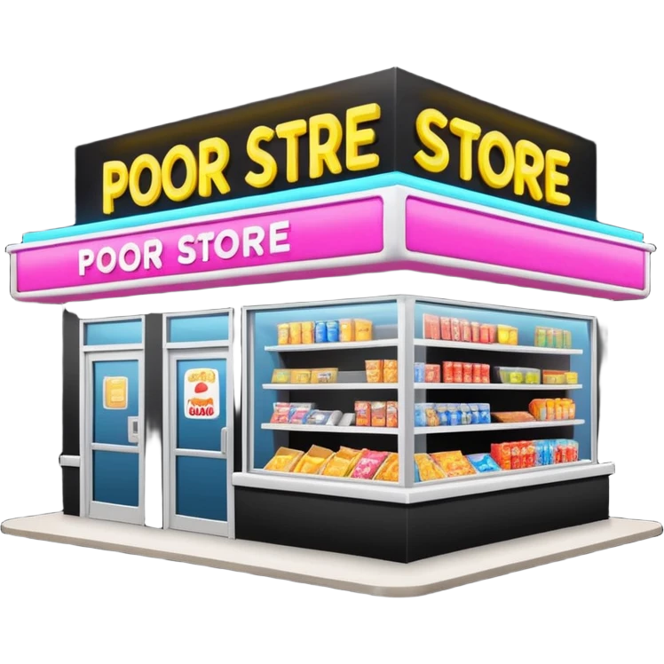 Convenience store named poor store and more emoji