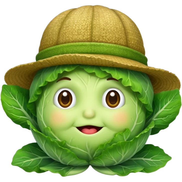 Cabbage with a hat on emoji