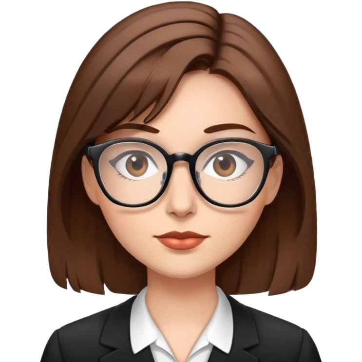 Lawyer brown hair, glasses, sexy emoji