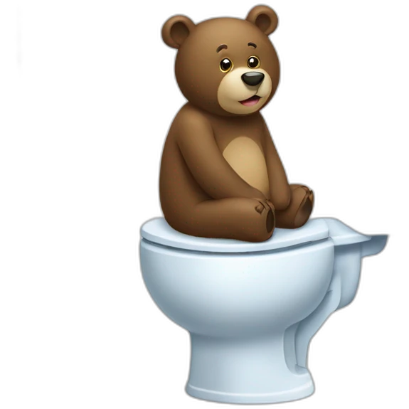 Un ours sur des toilettes emoji
