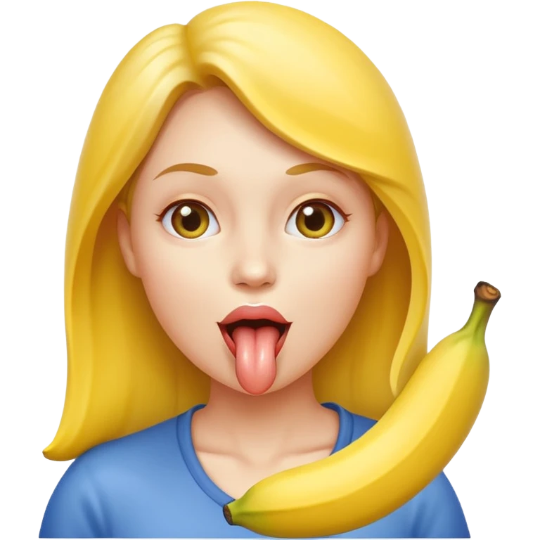 Frau leckt an Banane am Stück emoji