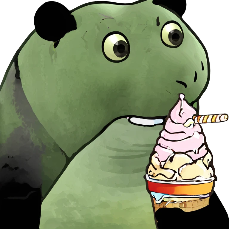 Panda eating ice cream emoji