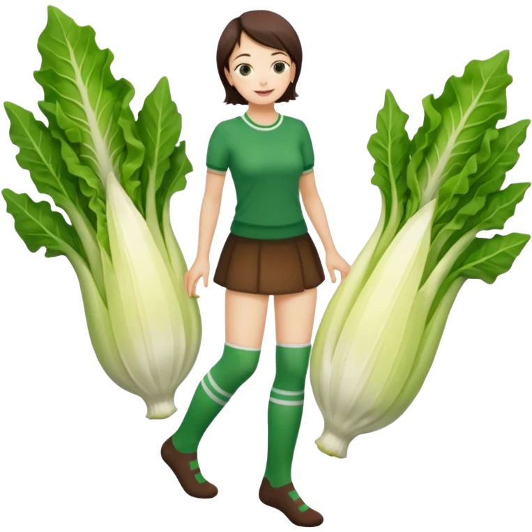  👩🏼 en chaussette, dans une endive géante, emoji