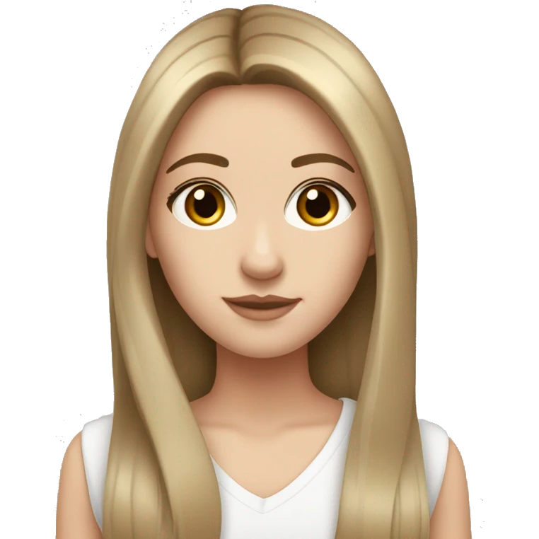 a white girl with straight brown hair and pretty lashes emoji