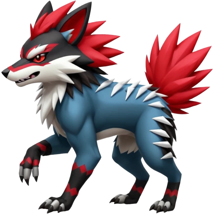 Shiny furry cool Zeraora-Zoroark-Obstagoon-fusion emoji