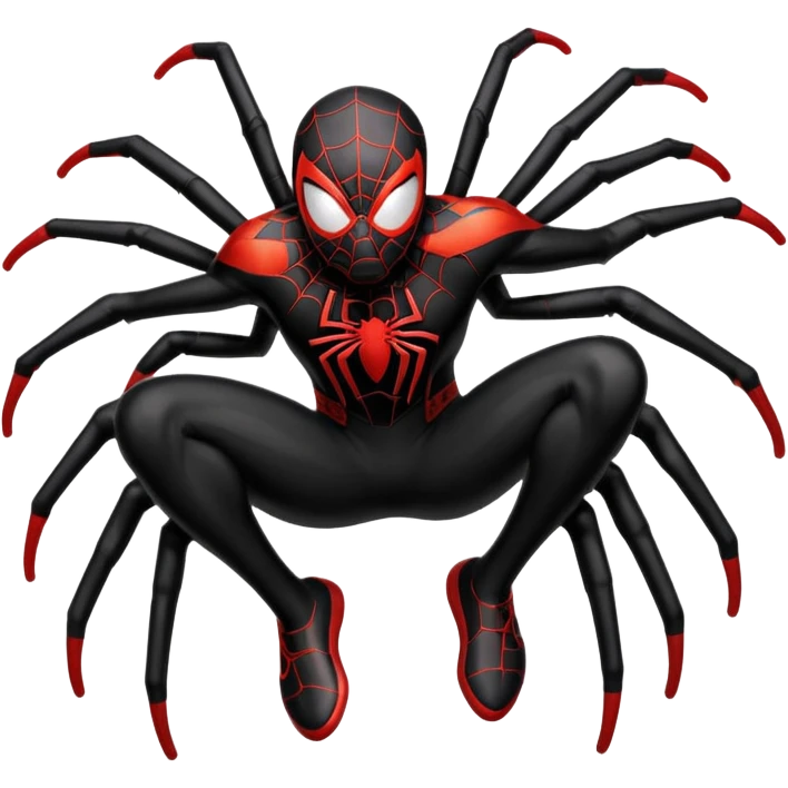 A stylized sticker of Miles Morales Spider-Man, urban graffiti art style, spray paint drips, neon accents. High contrast, cinematic lighting, thick white contour border, isolated on white background, sticker sheet aesthetic. emoji