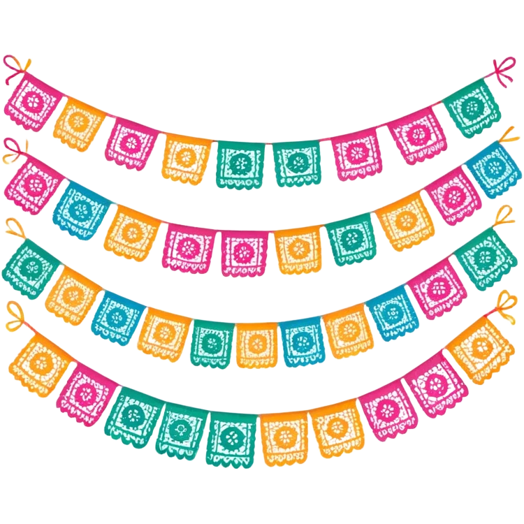 festive one garland of colorful mexican papel picado emoji