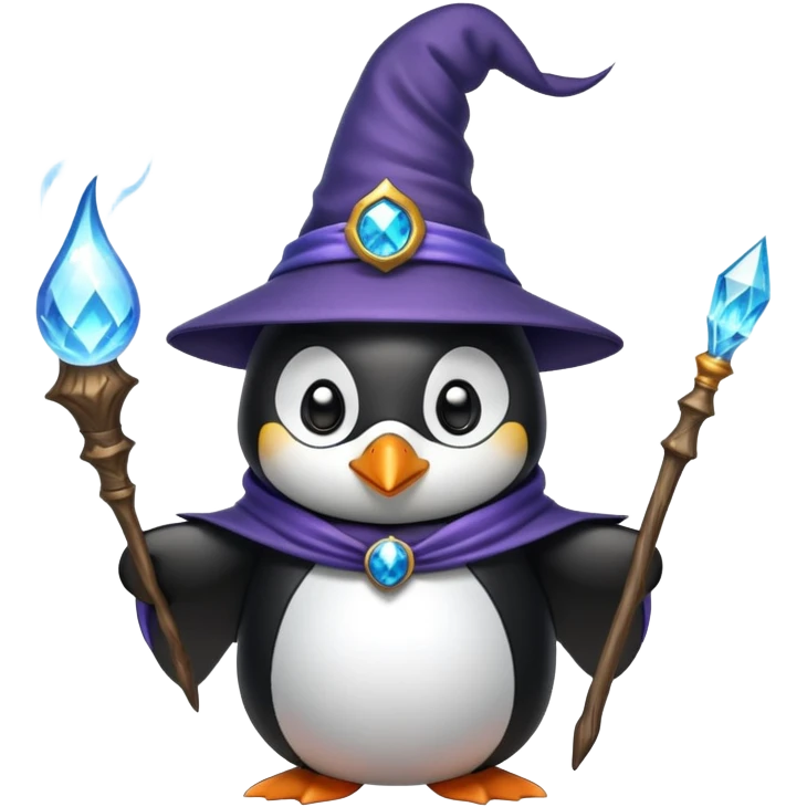 penguin wizard casting a magical spell emoji