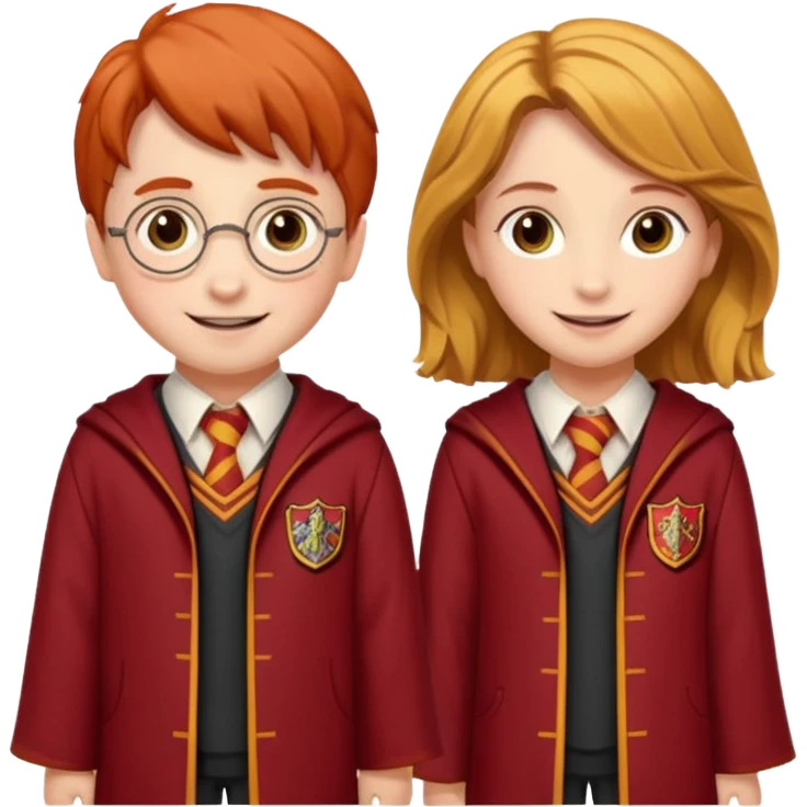 harry potter, ronald weasley and hermione granger in gryfinndor uniform emoji