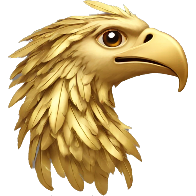 Phoenix head with gold feathers in gold color emoji