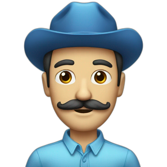 hombre pelo azul y bigotes emoji