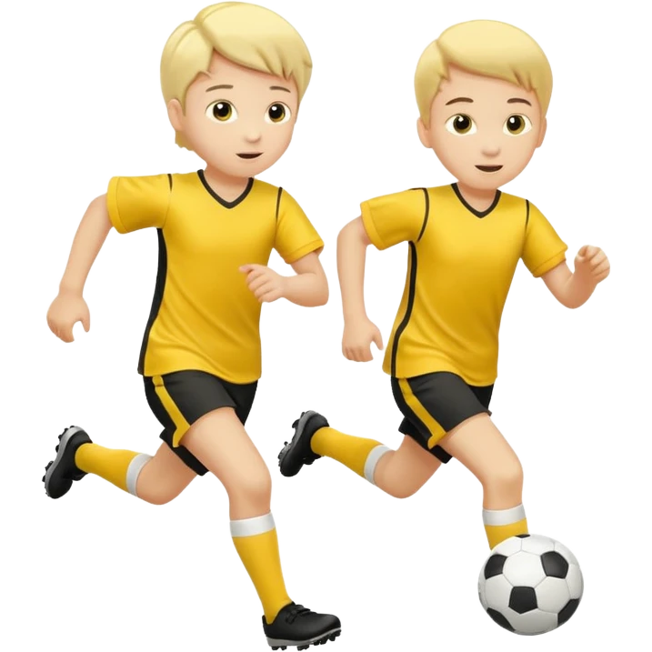 kids play soocer in yellow dress, boys emoji