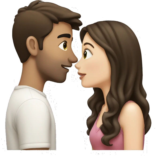 brunette, pale couple kissing emoji  emoji
