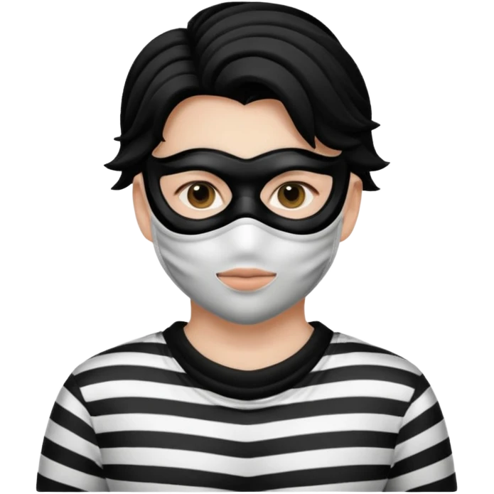 burglar with mask and black white stripe clothes emoji