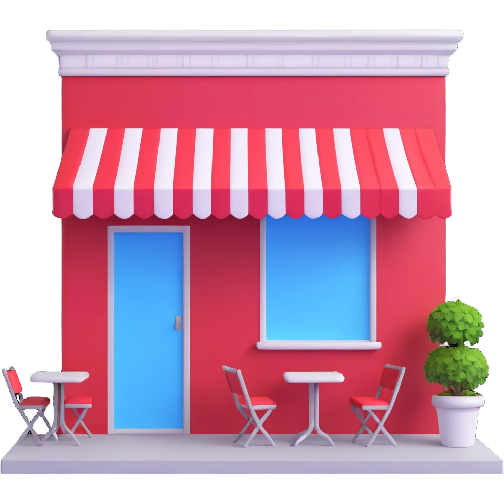 Italian restaurant with red and white awning emoji