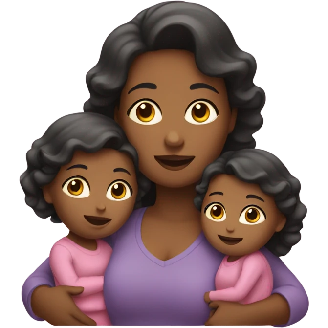 Mom holding 2 daughters  emoji