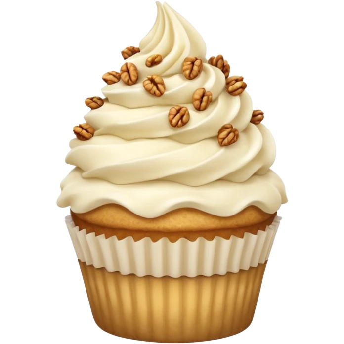 Vanilla cupcake, with vanilla frosting, and granola on top emoji