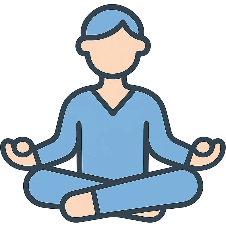 minimalist icon of a person meditating, calm and peaceful pose, soft blue and white color palette, clean vector lines, modern and soothing, suitable for wellness or mindfulness app emoji