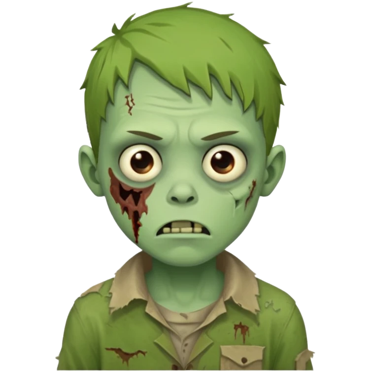 a green boy zombie with a boring face emoji
