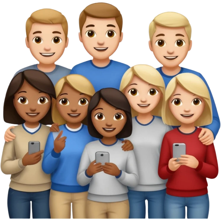 группа студентов из разных стран: африканский, азиатский, индиец emoji