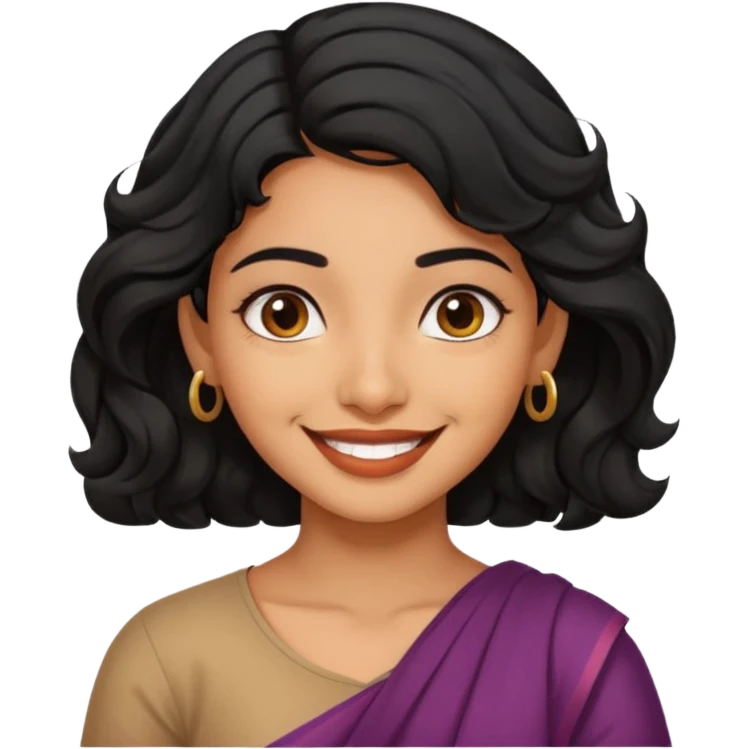 Indian fat girl south Indian wavy short black hair tan darker skin emoji