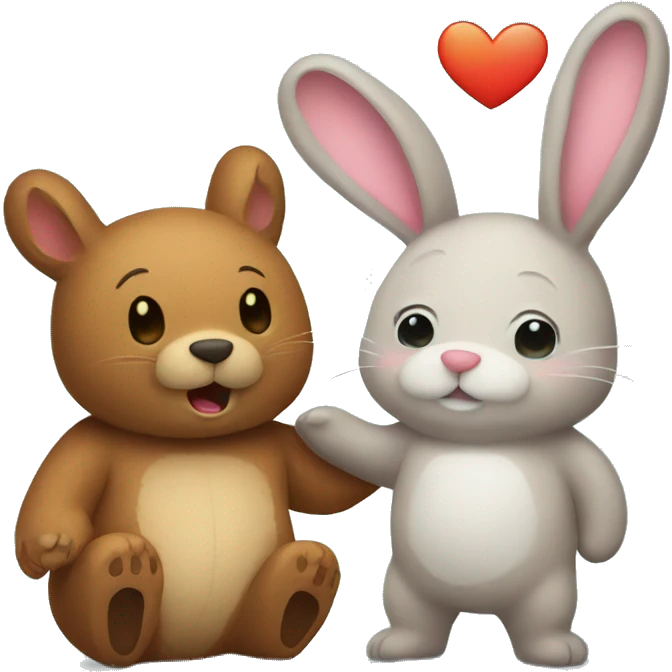 Bunny and bear love emoji