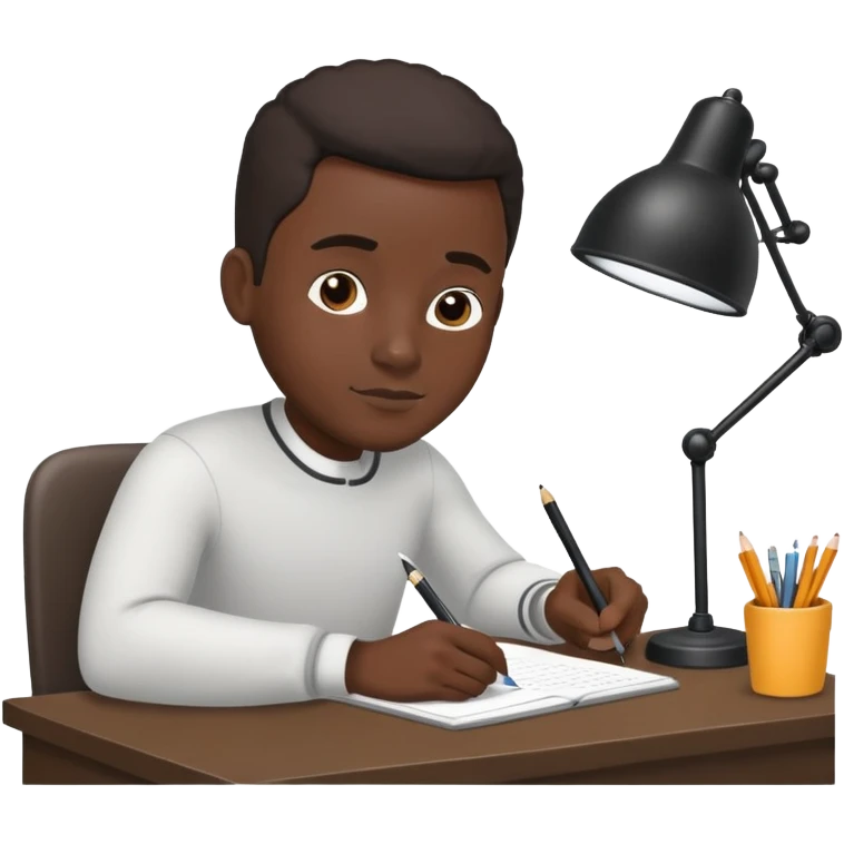 black man writing at a desk emoji