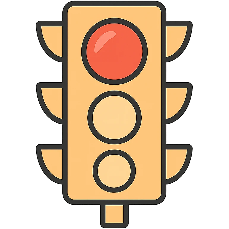 red lit traffic light, minimal, flat design emoji