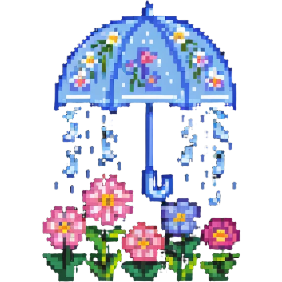 April month symbol with spring flowers and rain emoji