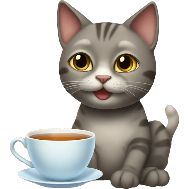 Cat drinking tea emoji