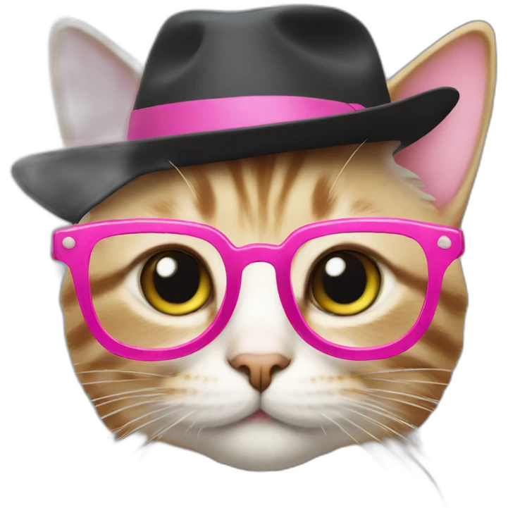Cat with pink glasses and hat emoji