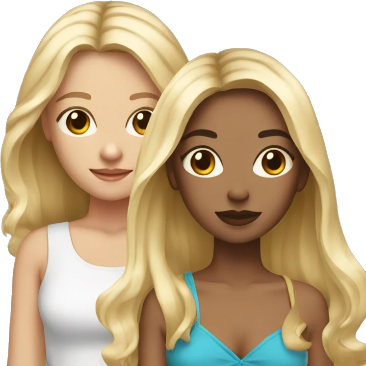Two besties one with blonde hair and one with light brown hair go for shopping emoji
