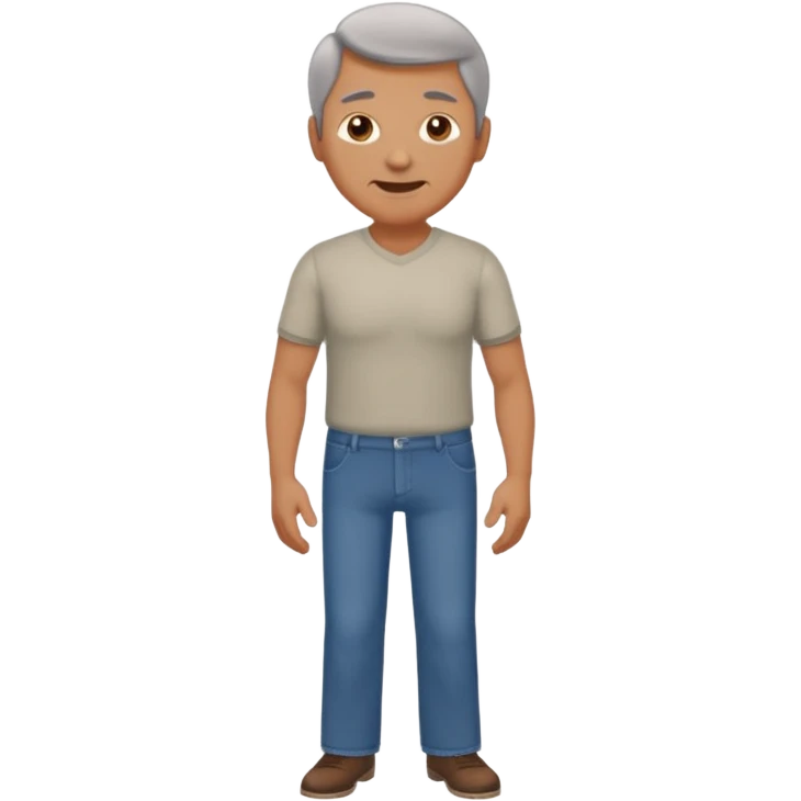 Clothed mature man staning, facing viewer, grabbing his crotch emoji