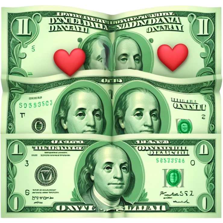 Dollar bill with hearts emoji