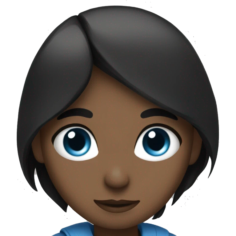 Brown har Girl blue eyes hugging black hair boy with black eyes emoji
