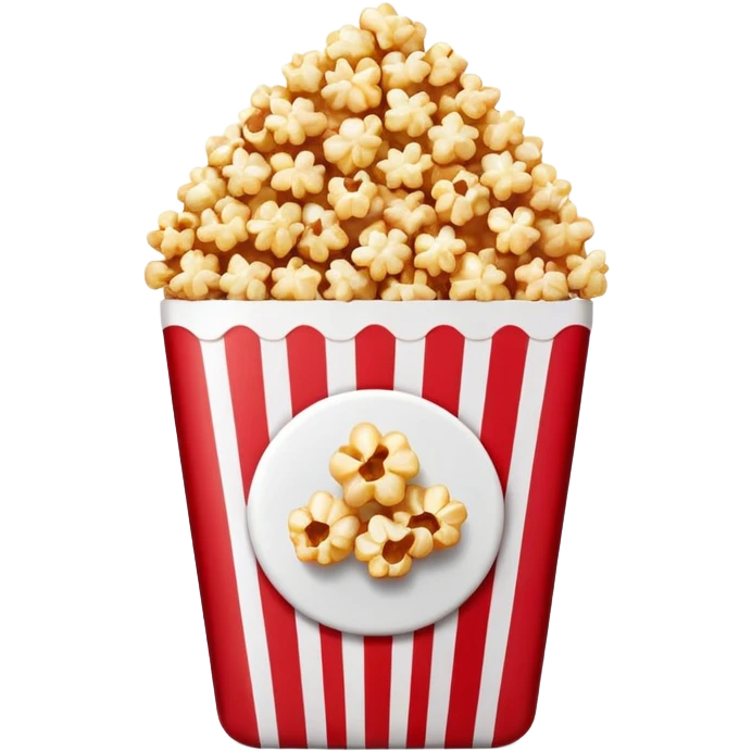 minimalist caramel popcorn in red and white horizontally striped package, ultra simple design, Apple emoji style emoji