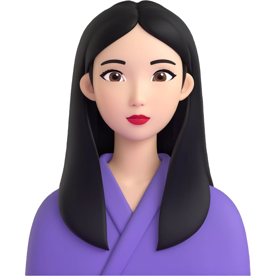 baddie with Asian and Latina features, long straight black hair, makeup emoji
