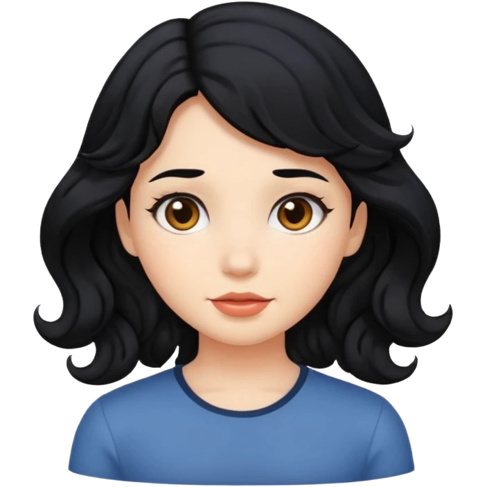 Black hair wavy girl emoji
