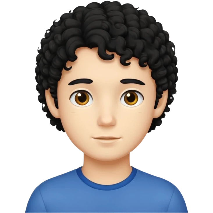 Menino branco de cabelo cacheado preto  emoji