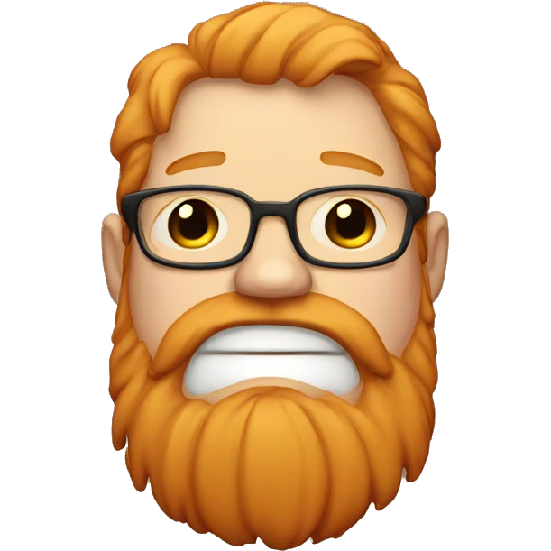 Crying chubby ginger man with beard and glasses emoji