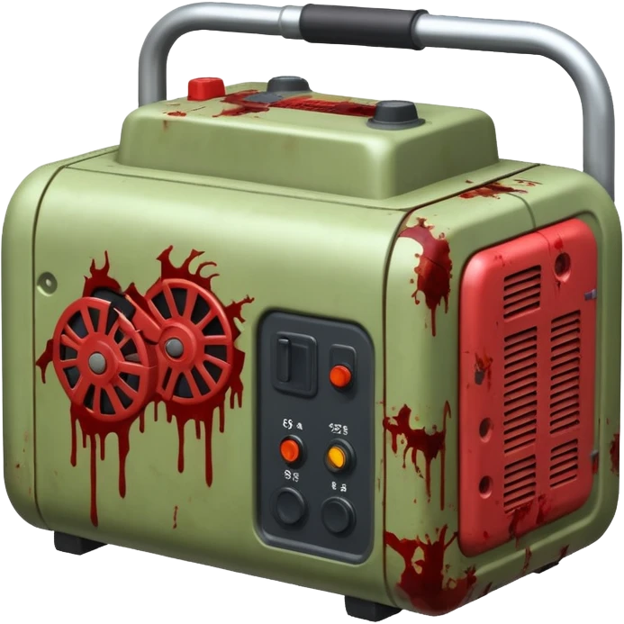 A generator for making electricity, covered in zombie guts. In a dark menacing style emoji