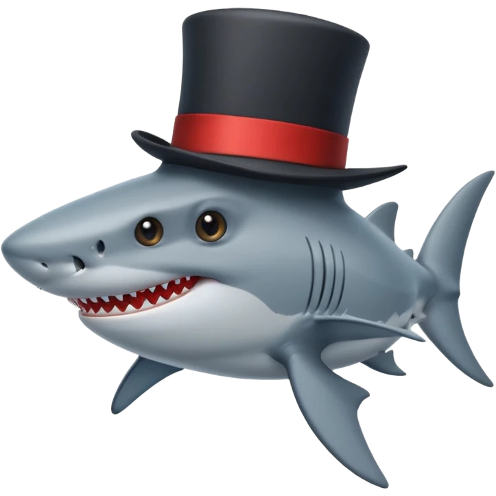 Shark with a top hat emoji