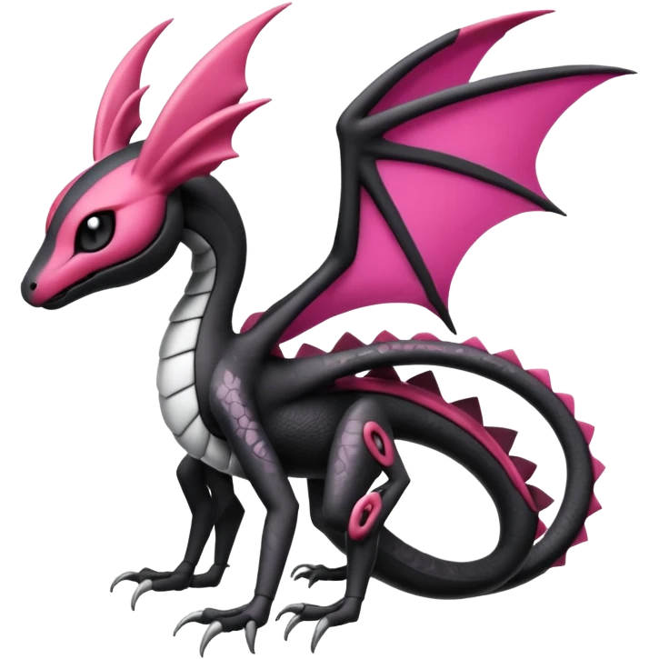 Magenta, black and white Meloetta-Flygon-Gorebyss-Salandit-Gargoyle-Pokémon-Fakémon-creature-fusion-hybrid emoji