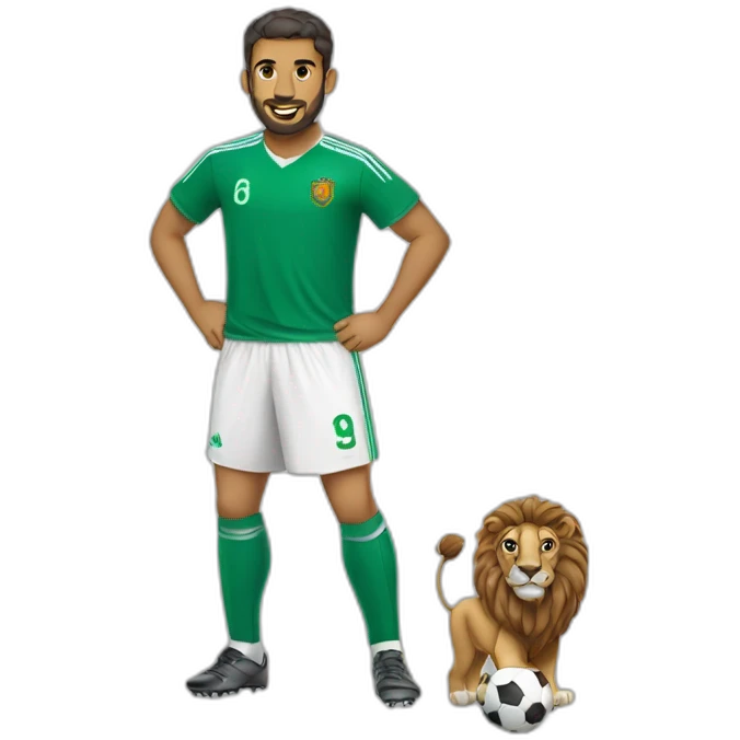 Lion portant une tenue marocaine de foot emoji