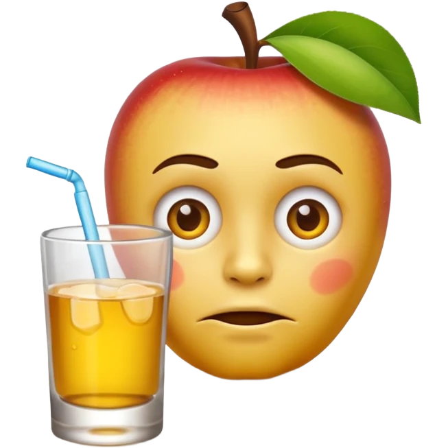 Apple emoji face drinking tequila with bored face emoji