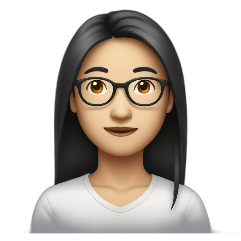 an asian with circular glasses and black long hairs emoji