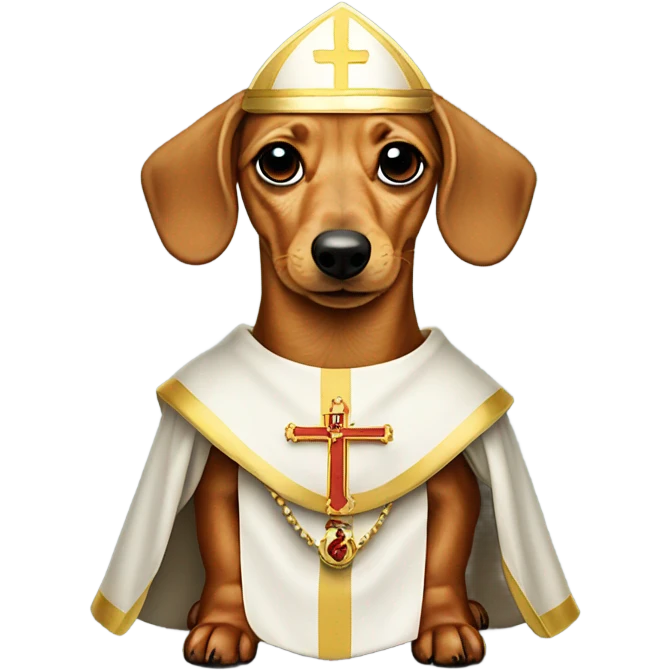 Blonde dachshund in a pope outfit emoji