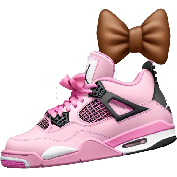Jordan 4 pink with small pink bow on the back  emoji