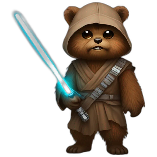 Ewok with lightsaber emoji