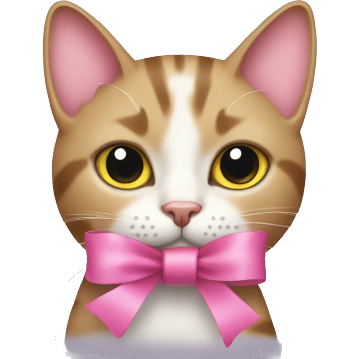 Cat with a pink ribbon  emoji
